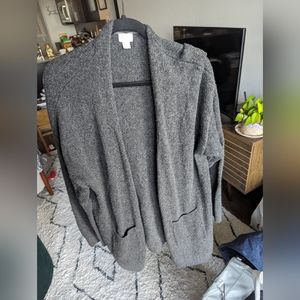 Gray open-front oversized cardigan, plus size